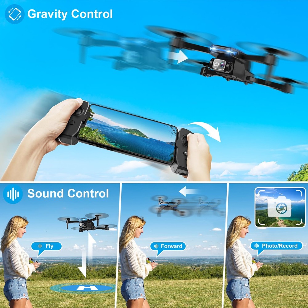 Drone with 1080P Camera - Foldable Remote Control Quadcopter with Gesture Con...