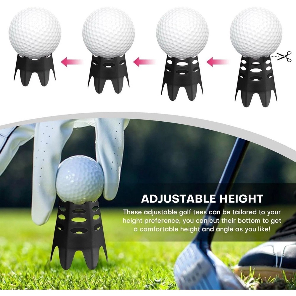 24-Pack Adjustable Height Golf Tees Black Plastic for Practice and Training