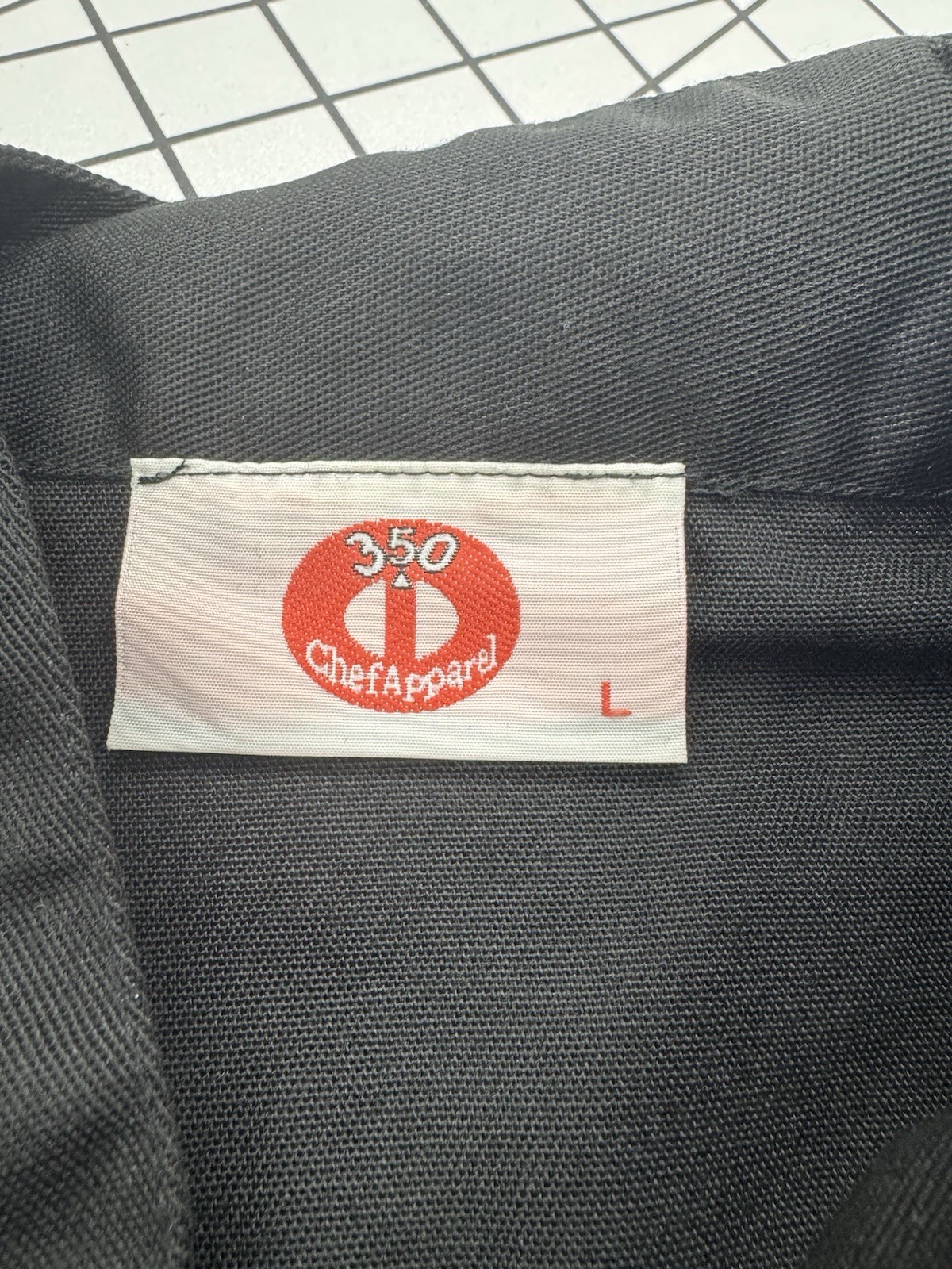 350 Chef Apparel 10 Knot Button Chef Coat Twill Black - Size Large - New