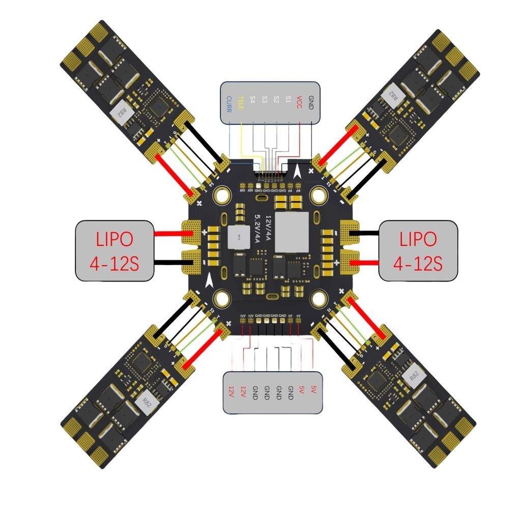 WDIY Split ESC Controller and Distribution Board (BEC 12S) for 4-axis BL AM 80A
