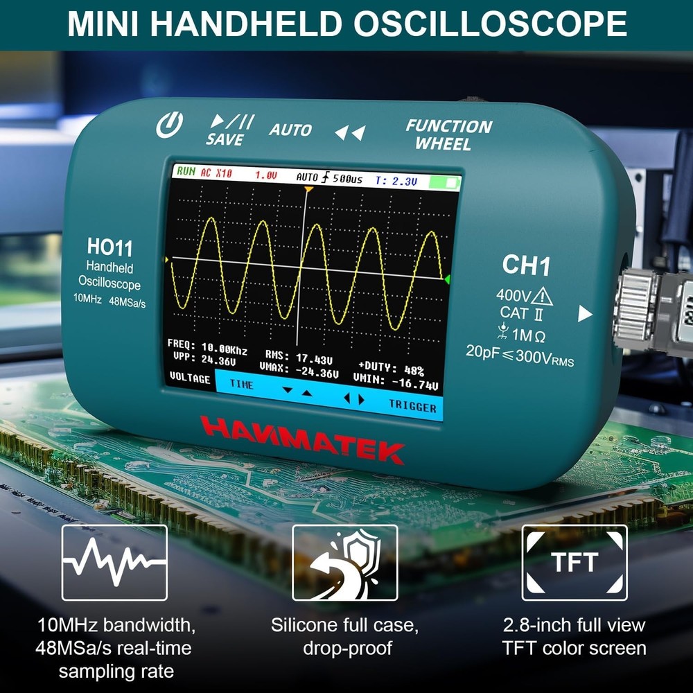 Handheld Digital Oscilloscope 10MHz Bandwidth 48MSa/s High-Precision Sampling US
