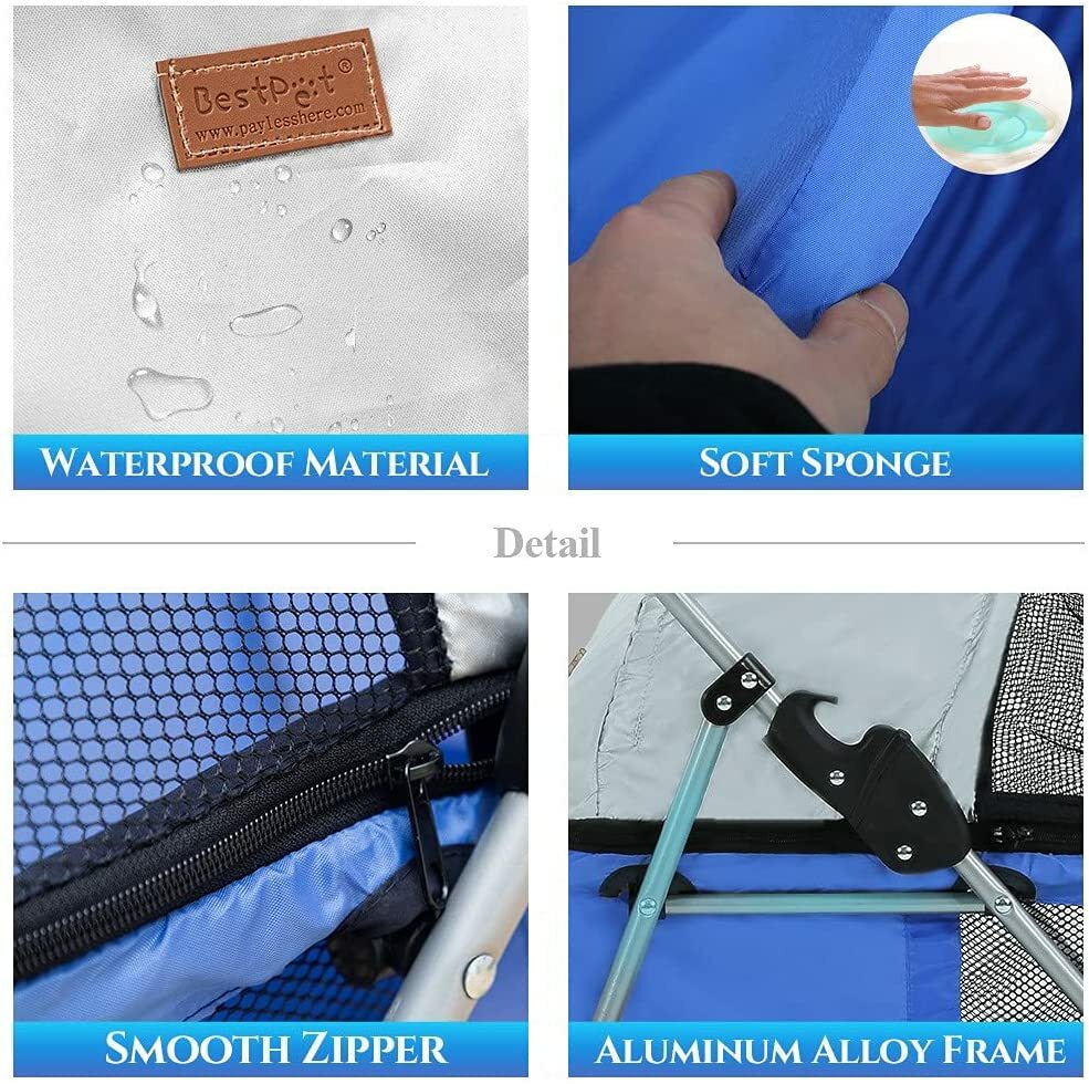 Pet Stroller 4 Wheels Posh Folding Waterproof Portable Travel Cat Dog Stroller