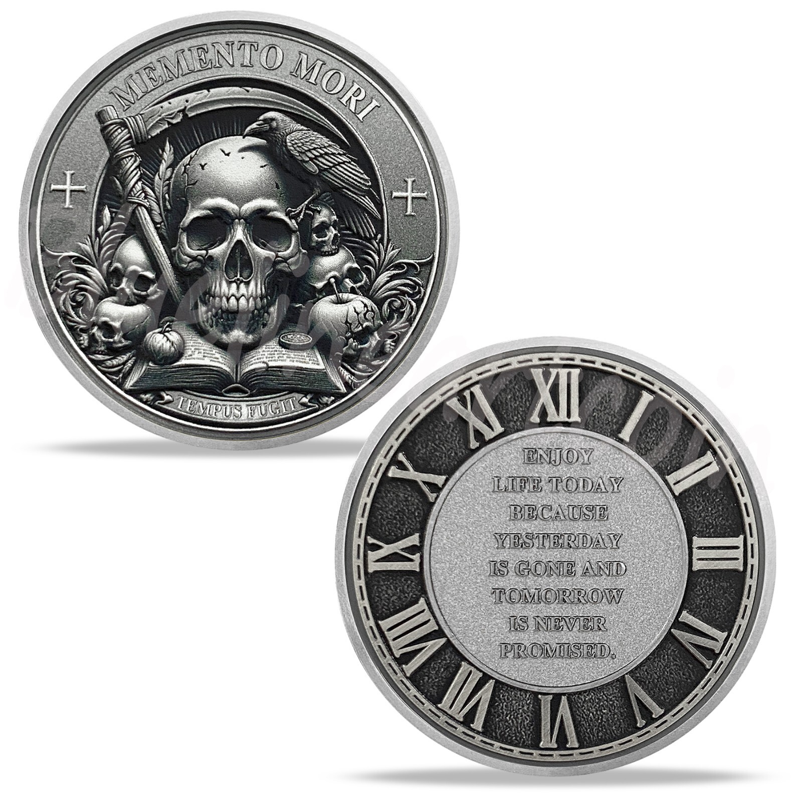 3D Skull Stoic Coin Memento Mori Coin Memento Vivere Coin Gifts For Men Women