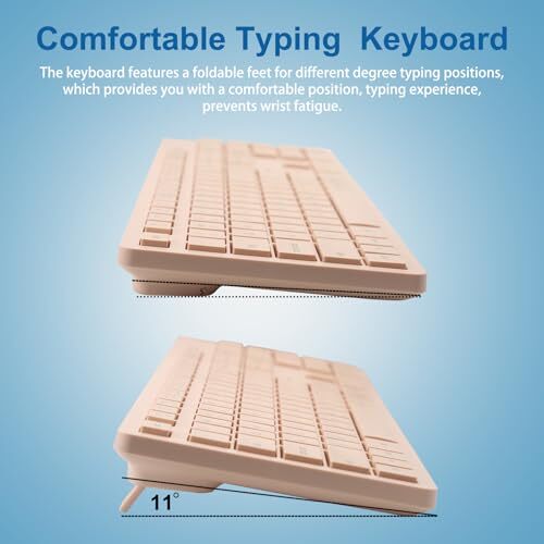 Wireless Keyboard and Mouse Combo Quiet and Soft 2.4G Full-Size Computer Keyb...