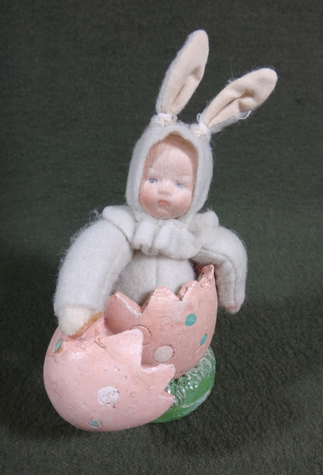 TWO vintage whimsical Spring EASTER BUNNY BABY doll RABBIT figures