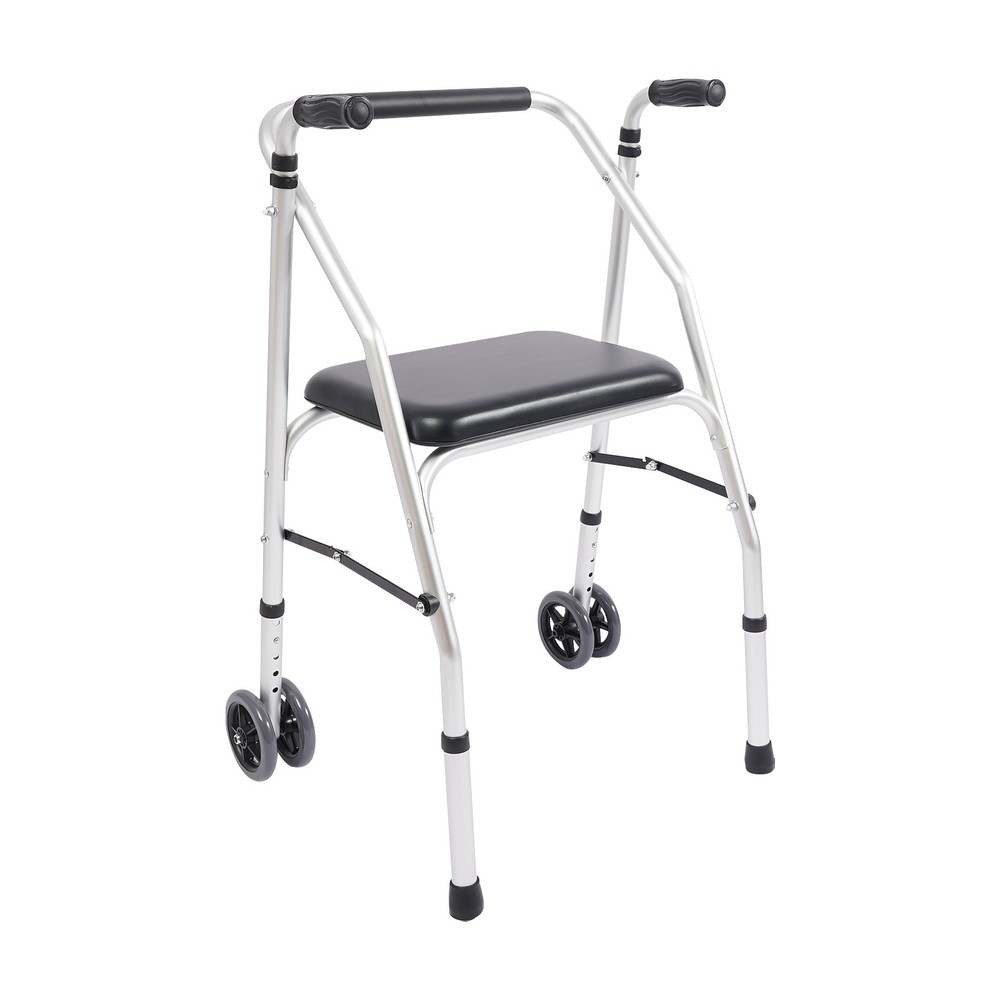 Adjustable Height Walker Folding Walker Foldable Chair for Elder 350lbs 82-92cm