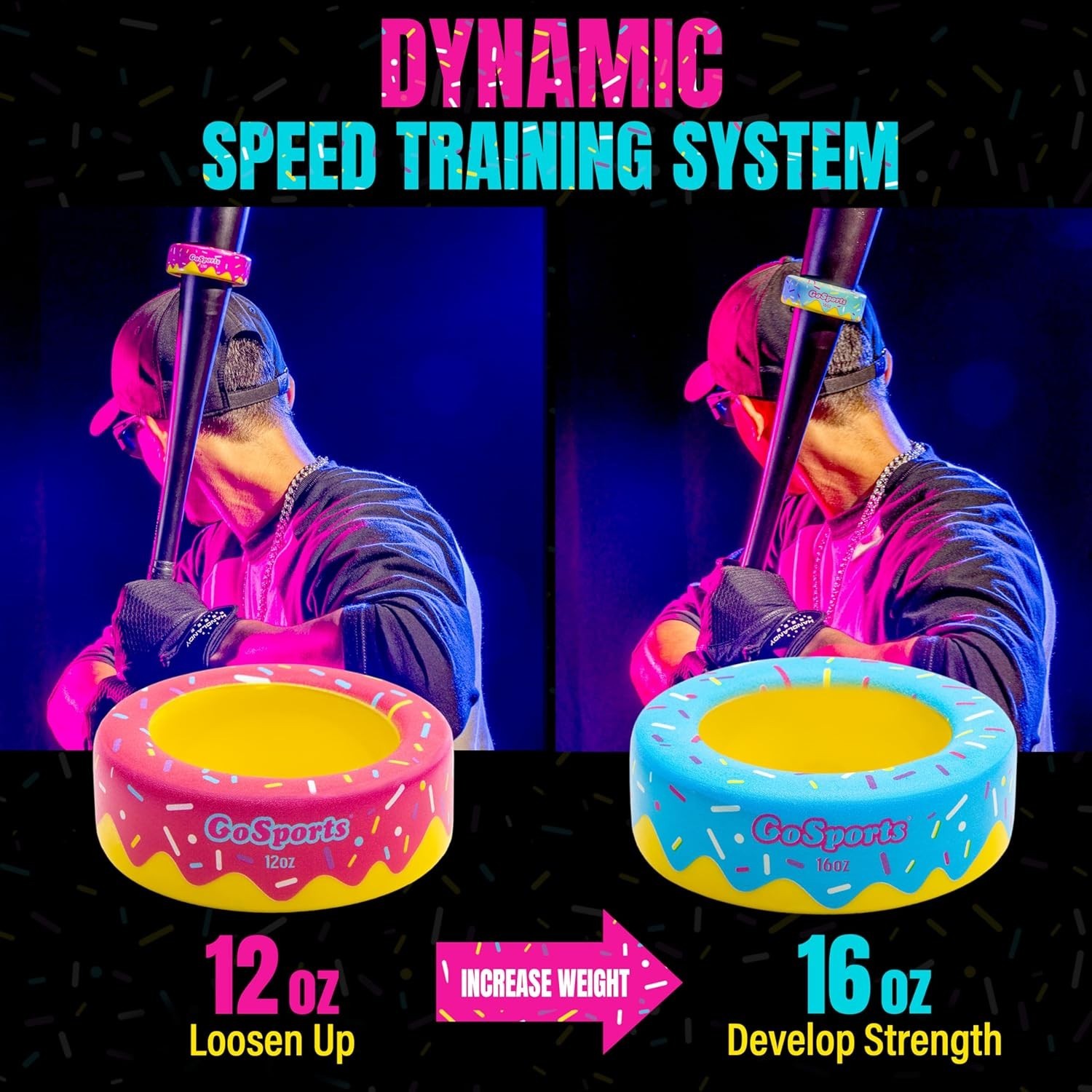 Baseball and Softball Bat Donuts - 2 Pack Baseball Drip Bat Weights - 16 oz &...