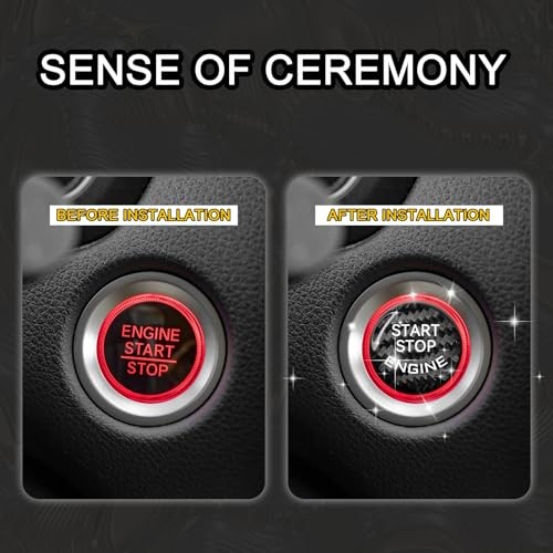 Car Push Start Button Cover Carbon Fiber Engine Push Start Stop Button Black