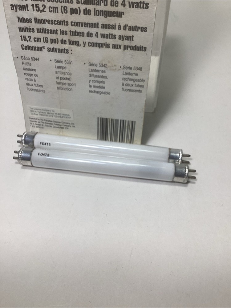 NOS Coleman 6” Fluorescent Replacement Tubes(2). 5344C706. Plus 2 FD4T5 Tubes.