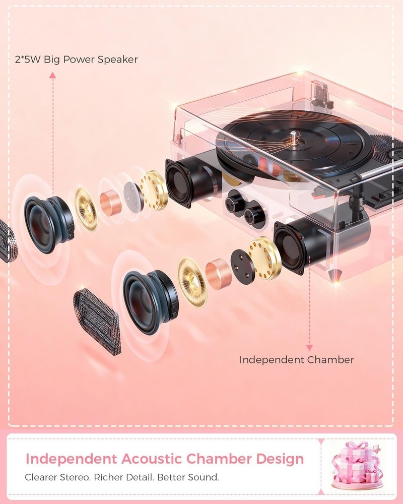 Vinyl Record Player Pink Stylish