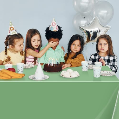 4 Pack Plastic Table Cloth Disposable - Sage Green Tablecloth for Rectangle