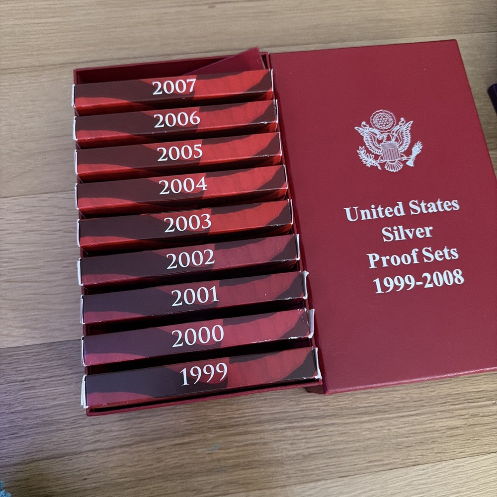 Complete Set 1999 To 2007 Silver Proof, Proof, And Uncirculated Sets, With COA'S