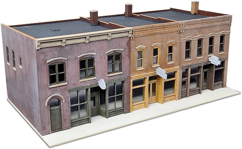 Complete Your Train Set with Merchant Row IV HO Scale Building Assembly Kit