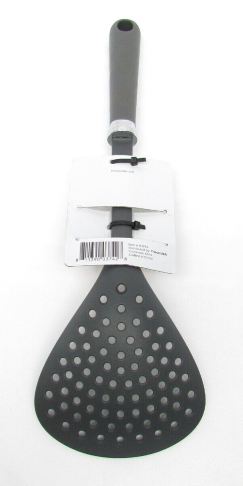 Chef Select Nylon Skimmer/Strainer with Soft Grip Handle - Gray