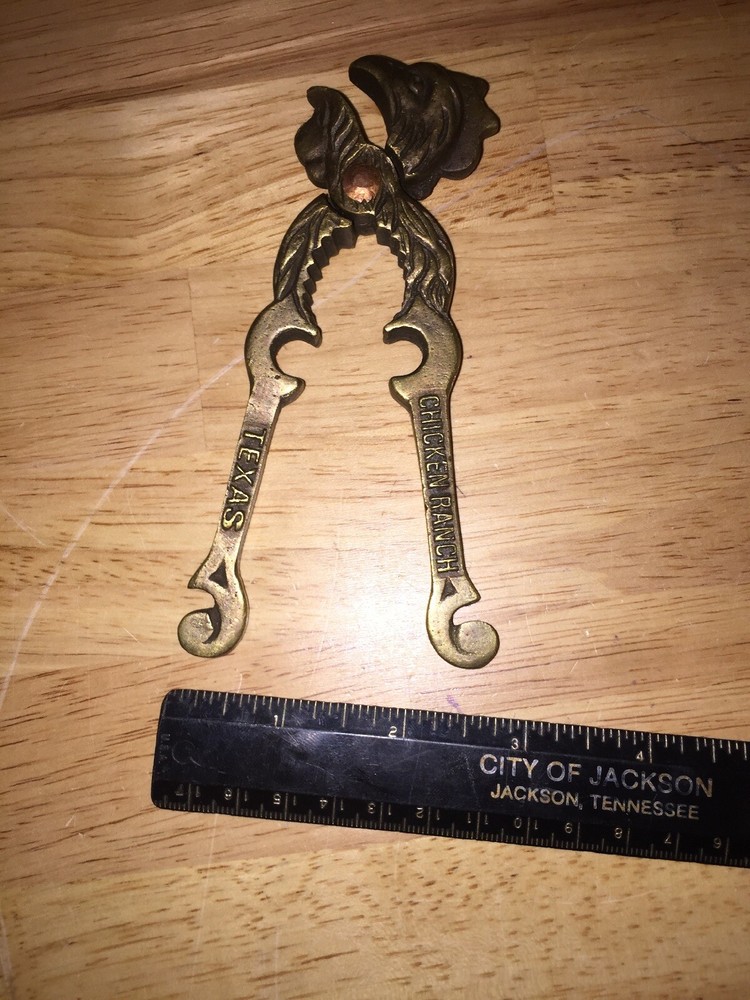 Nutcracker Nut Cracker Christmas Chicken Ranch HOLIDAY Brass METAL Hefty TEXAS