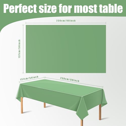 4 Pack Plastic Table Cloth Disposable - Sage Green Tablecloth for Rectangle