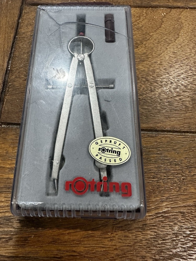 Vintage Rotring Drafting Drawing Compass Original Case / Made in Germany