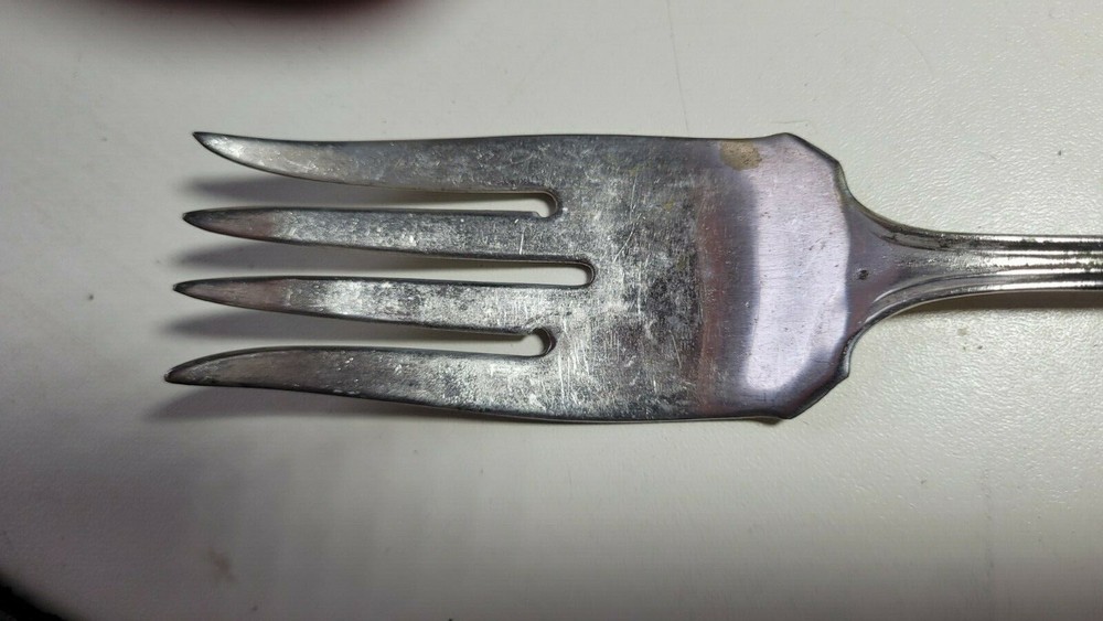 SHEFFIELD TWO- Silverplated 8 1/2" Cold Meat Serving Fork-Beaded Edge -England