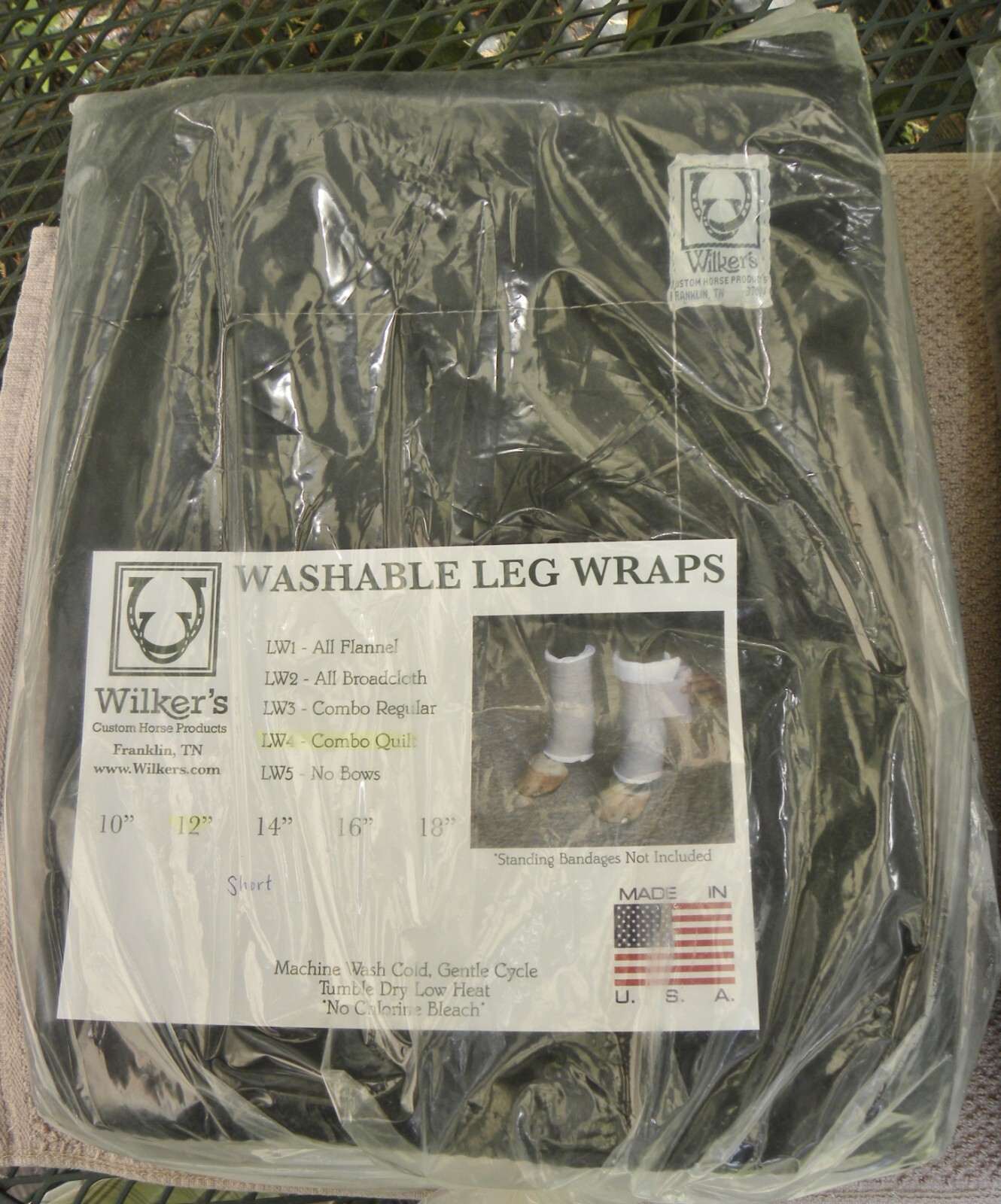 NEW! Wilker's Set of 4 Combo Quilted LW-4 Leg Wraps-Black 2 EA 12"-14" USA MADE