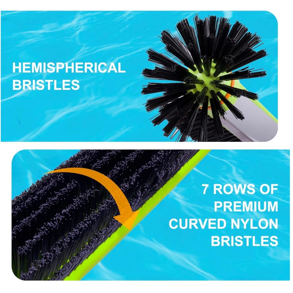 Effective Pool Wall Scrubber - Hemispherical Bristles