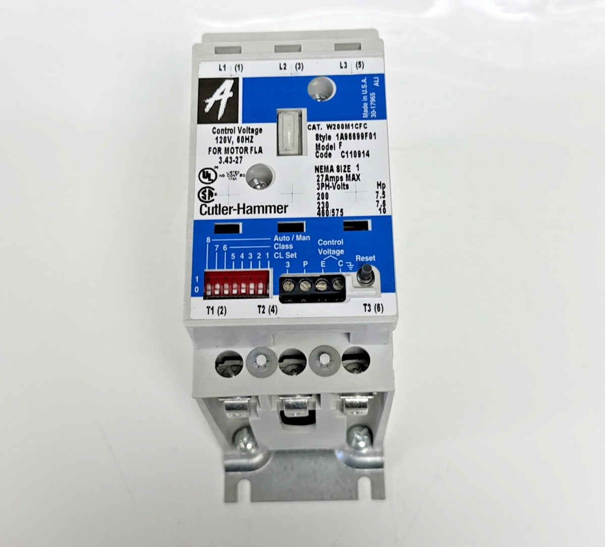 Eaton Cutler-Hammer W200M1CFC NEMA Size 1 Starter 3P 120V Coil