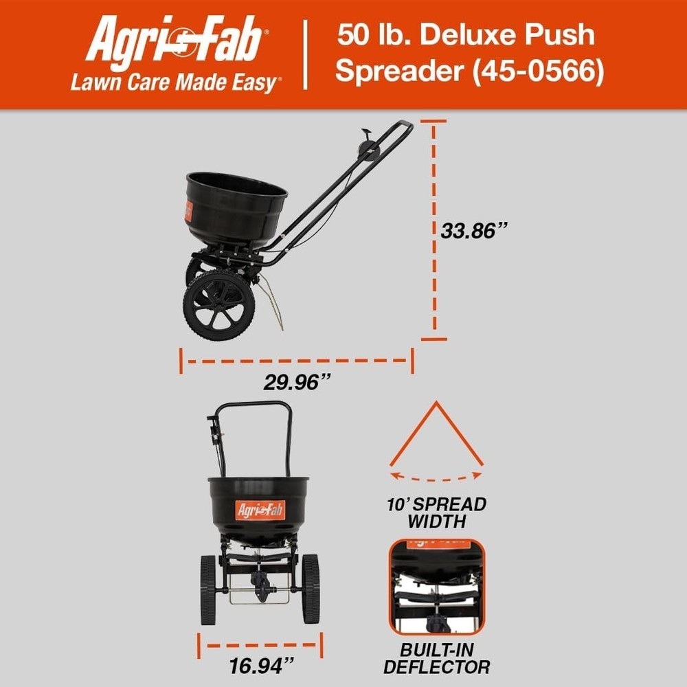 Efficient 50 lb Rust-Proof Broadcast Spreader for a Lush Lawn - Spring Ready!
