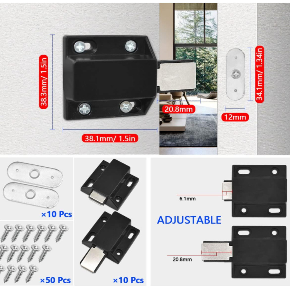 10 Pack Magnetic Push Latch Catch Push to Open Latch Pressure Touch Release