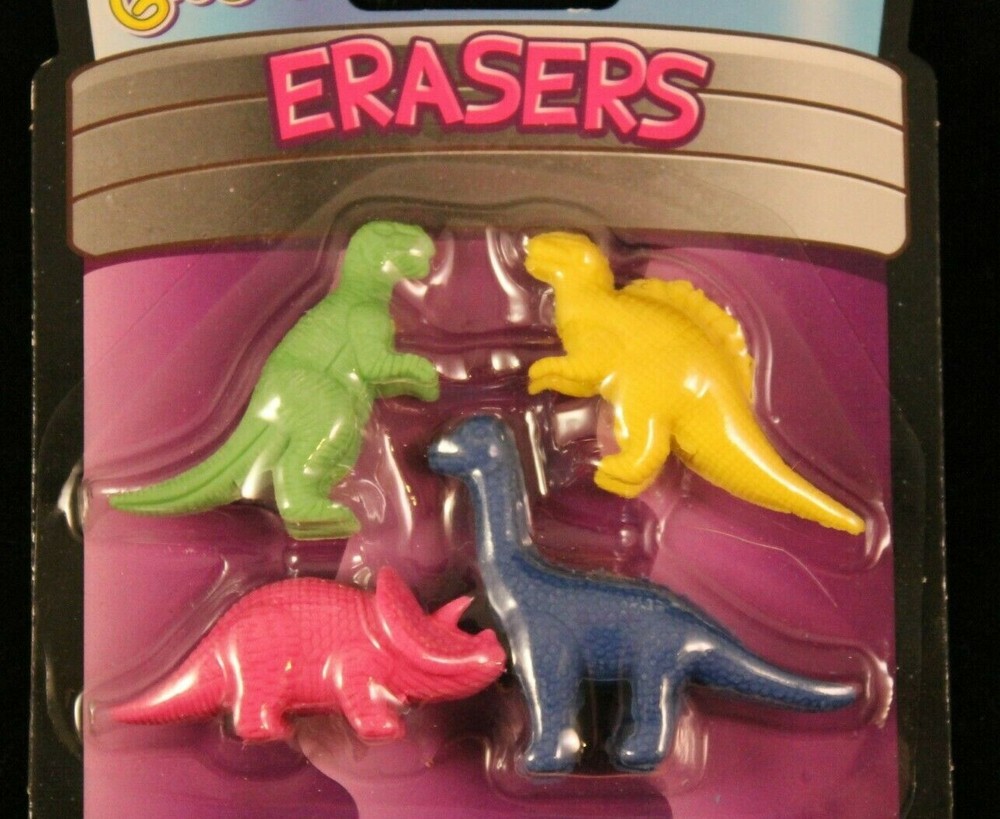 Googly - Eraser - 4 Pack - Dinosaurs - 4 Different Colors & Figures