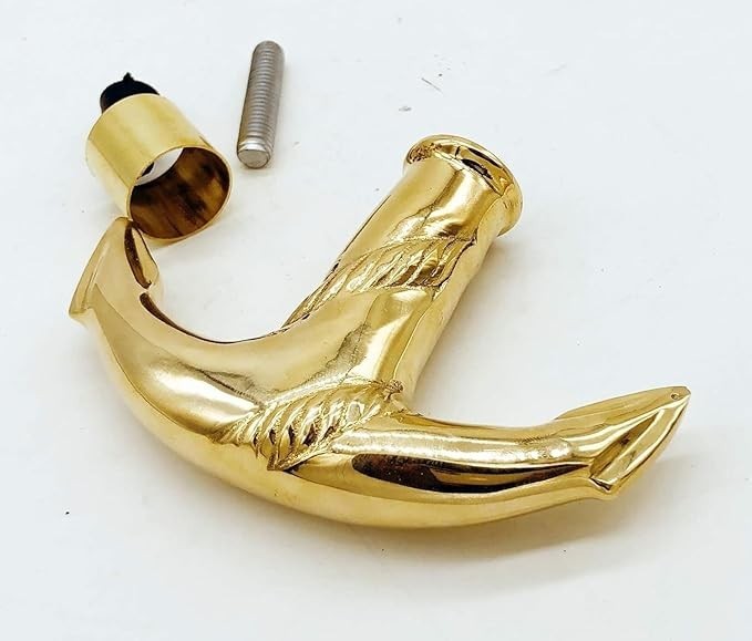 Victorian Style Walking Cane Handle, Solid Brass, Anchor Design, Antique Finish.