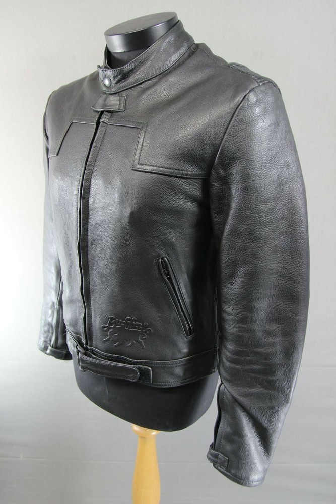 CLASSIC BUFFALO BLACK LEATHER BIKER JACKET 36 INCH