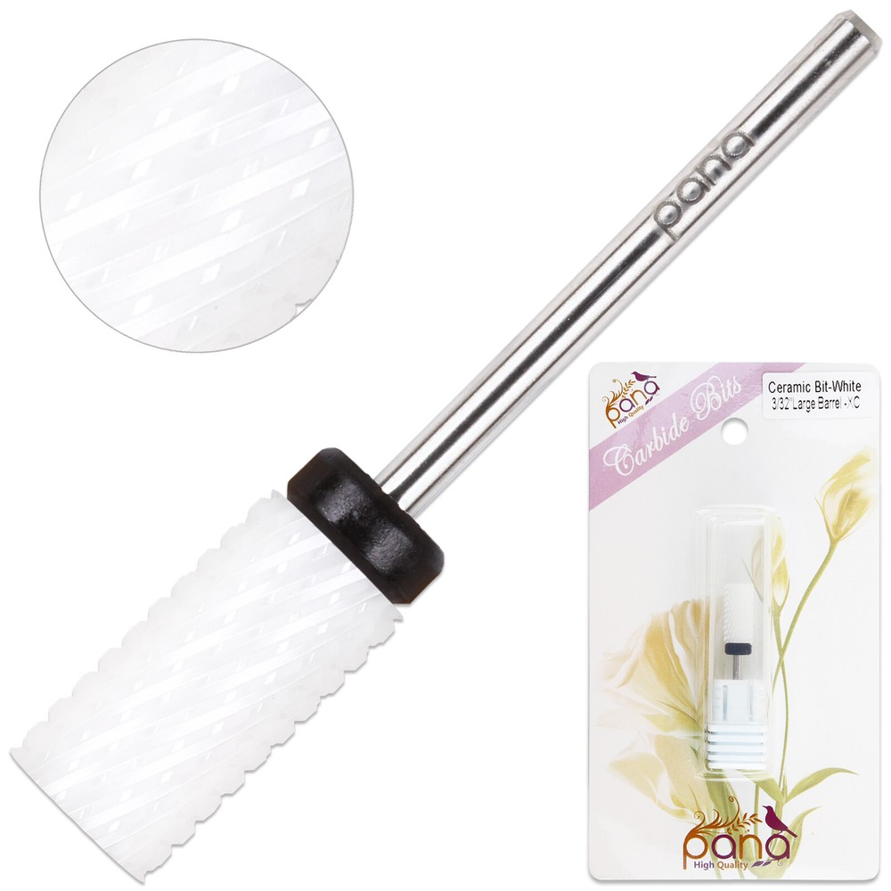 Professional Quality Ceramic White Large Barrel Bit Nail Drill Extra Coarse Grit
