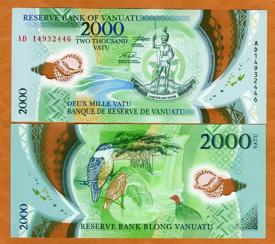 Vanuatu, 2000 vatu, 2014, P-14, POLYMER, UNC Birds