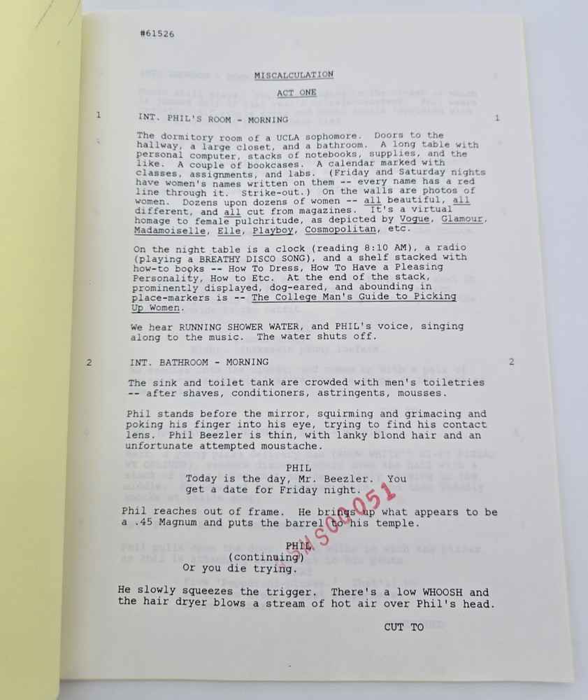 AMAZING STORIES / Michael McDowell 1986 TV Script, Jon Cryer "Miscalculation"