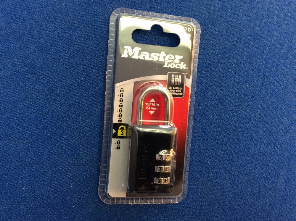 Lock : Master Lock  combination padlock,  set your own combination, black