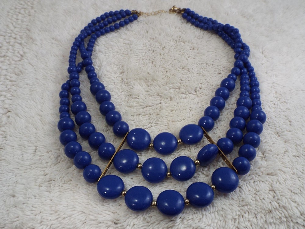 Blue Bead Scoop Necklace (C79)