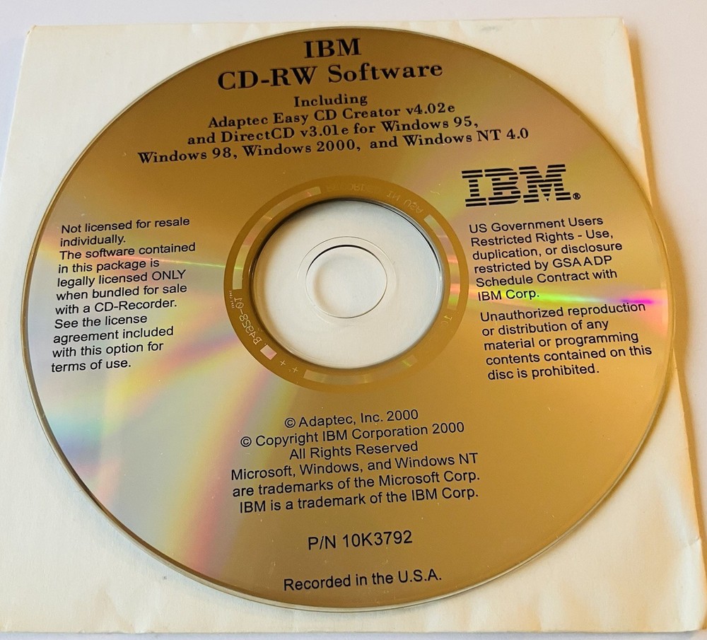 IBM Driver Mint Disc Lot (3) Optical ScrollPoint Mouse, V.90 WinModem, IBM CD-RW