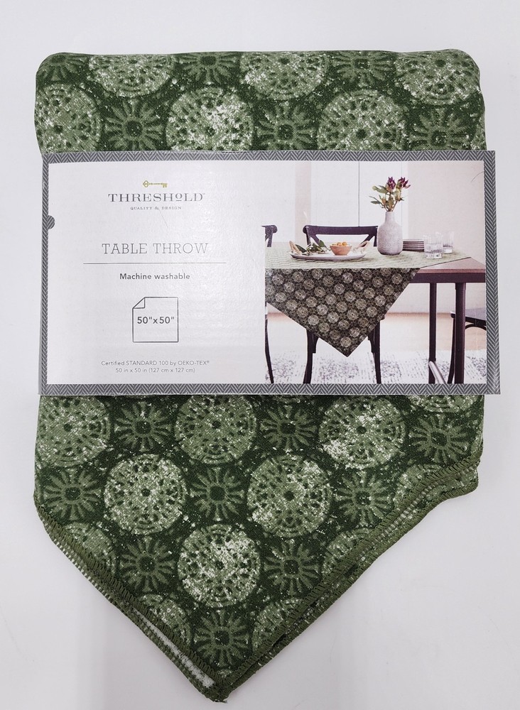 Threshold Table Throw  50" x 50" - Green, Machine Washable