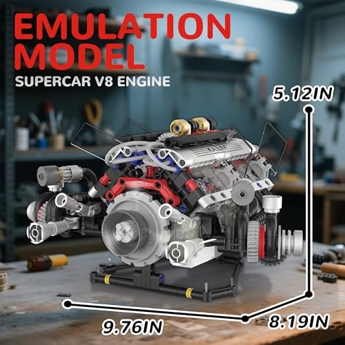 V8 Engine Building Set Mini Model Kit That Runs, Technic with F1 Engine Kit 212