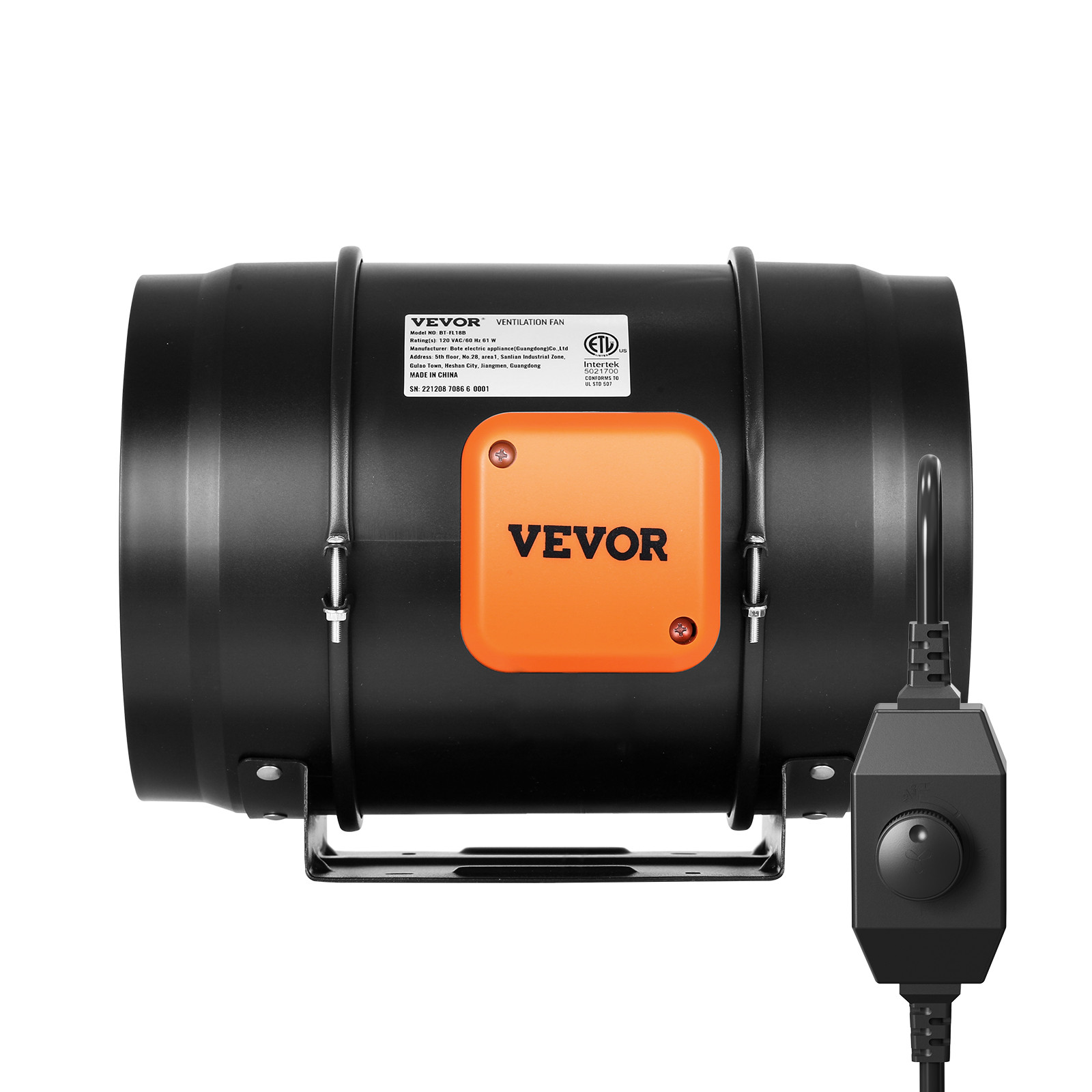 VEVOR 8 Inch Inline Duct Fan HVAC Exhaust Blower Kit, Variable Speed