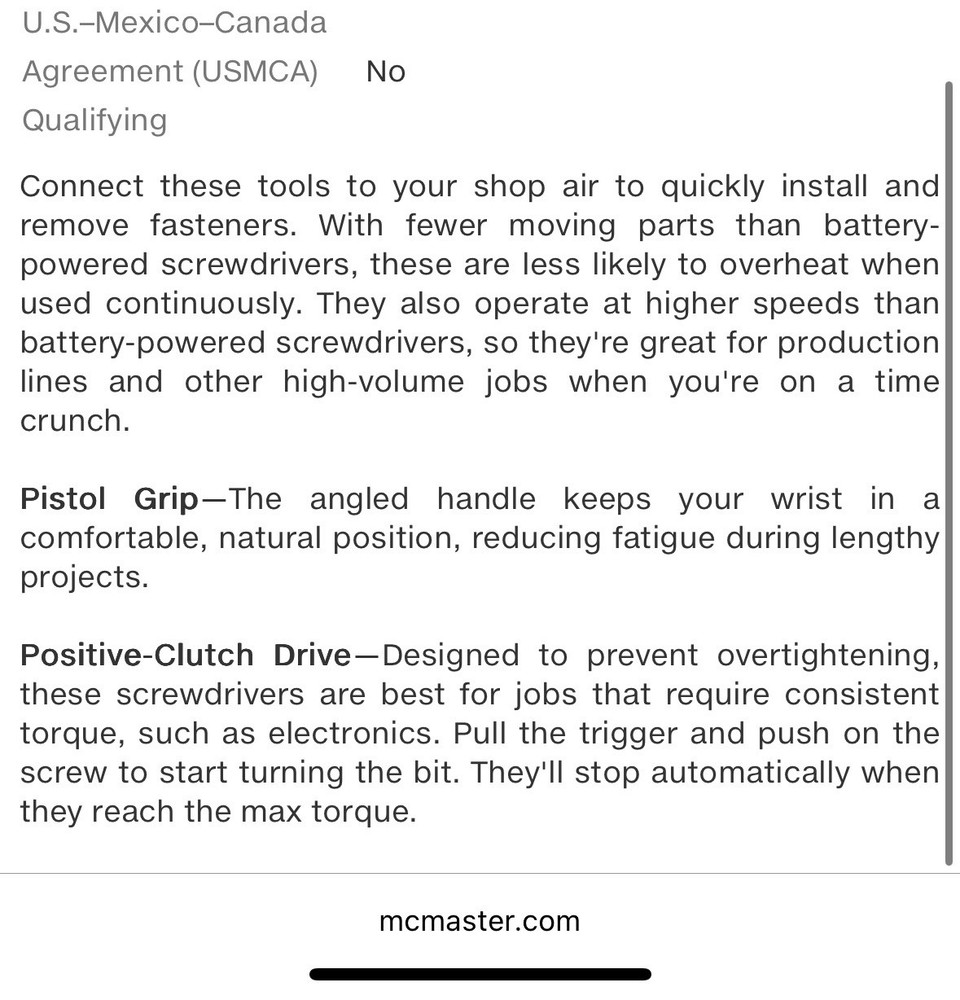 Pneumatic Screw driver