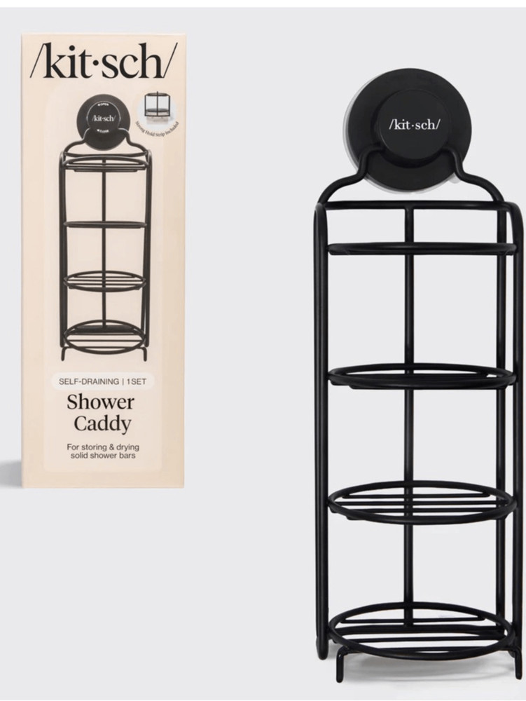 Kitsch Self-Draining Shower Caddy, Black, NWT