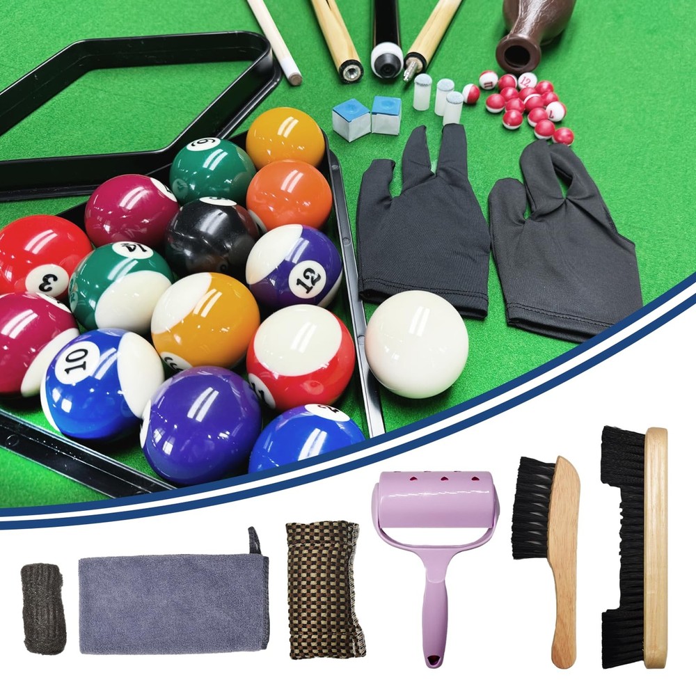 95pcs Pool Table Accessories Set - Balls, Triangle, Rack, Cue, Chalk, Tips, S...