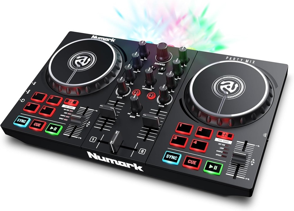 DJ Controller Plastic 2 Decks USB Interface Built-in Lights for Beginners