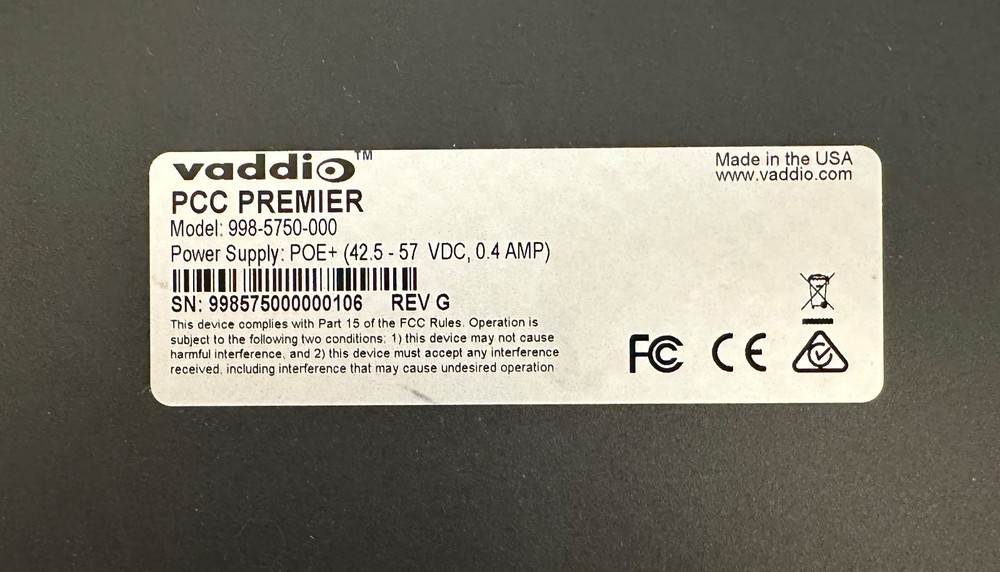 Vaddio 998-5750-000 PCC Premier Precision Camera Controller