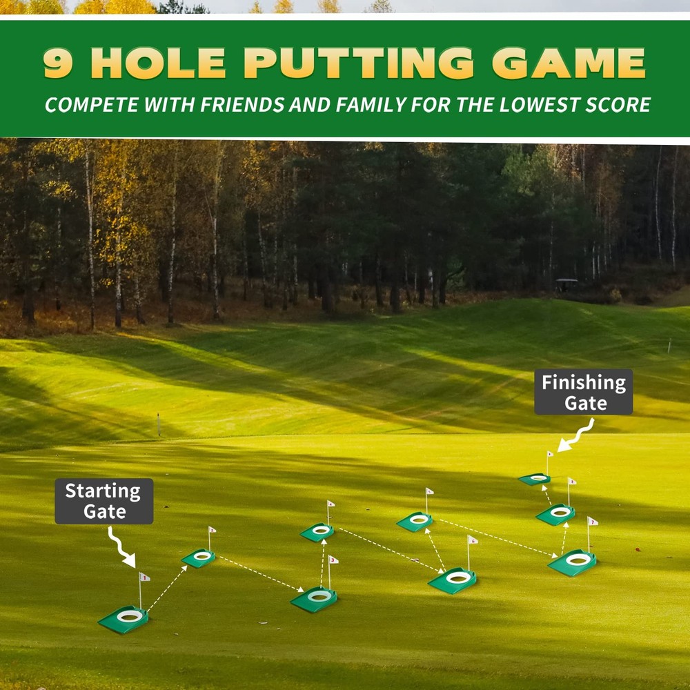 9 Pack Golf Putting Cup and Flag Plastic Golf Hole Training Aids Training Put...