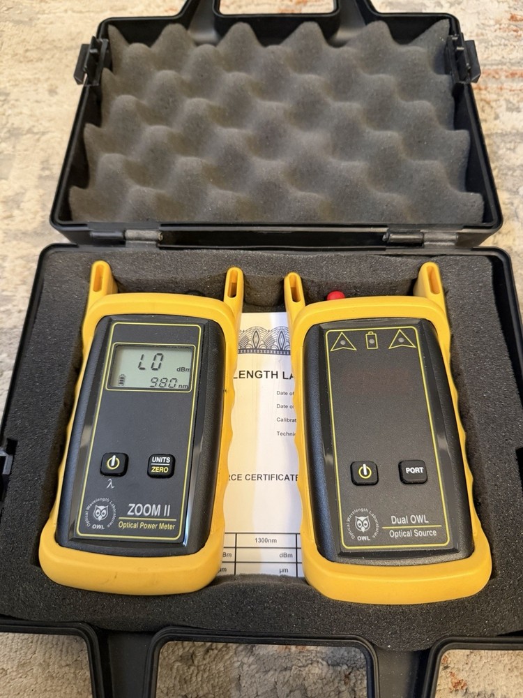 OWL Dual OWL Optical Source +WaveTester Optical Power Meter in Case - With Cert