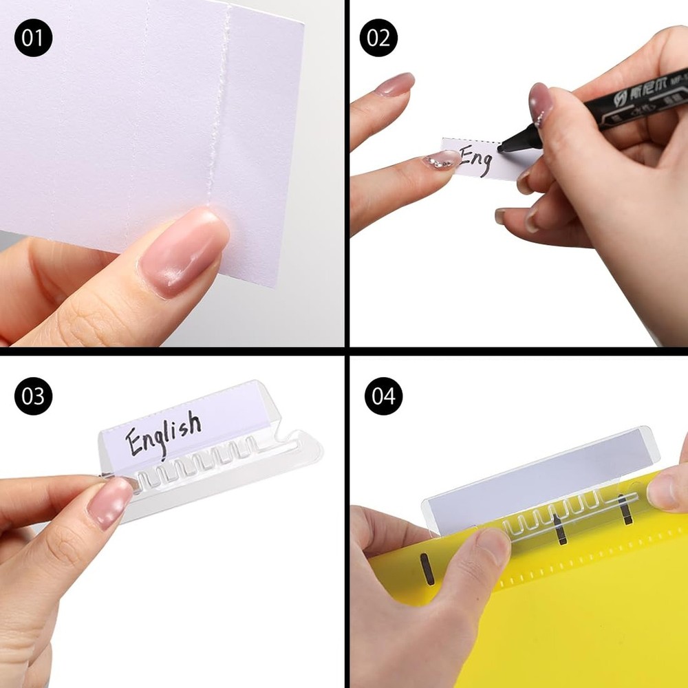 Hanging File Folder Tabs 60PCS Plastic Hanging Folder Labels and Inserts Clea...