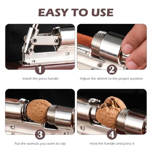 Nutcracker for Nuts Heavy Duty Nut Cracker Tool with Wooden Base Adjustable