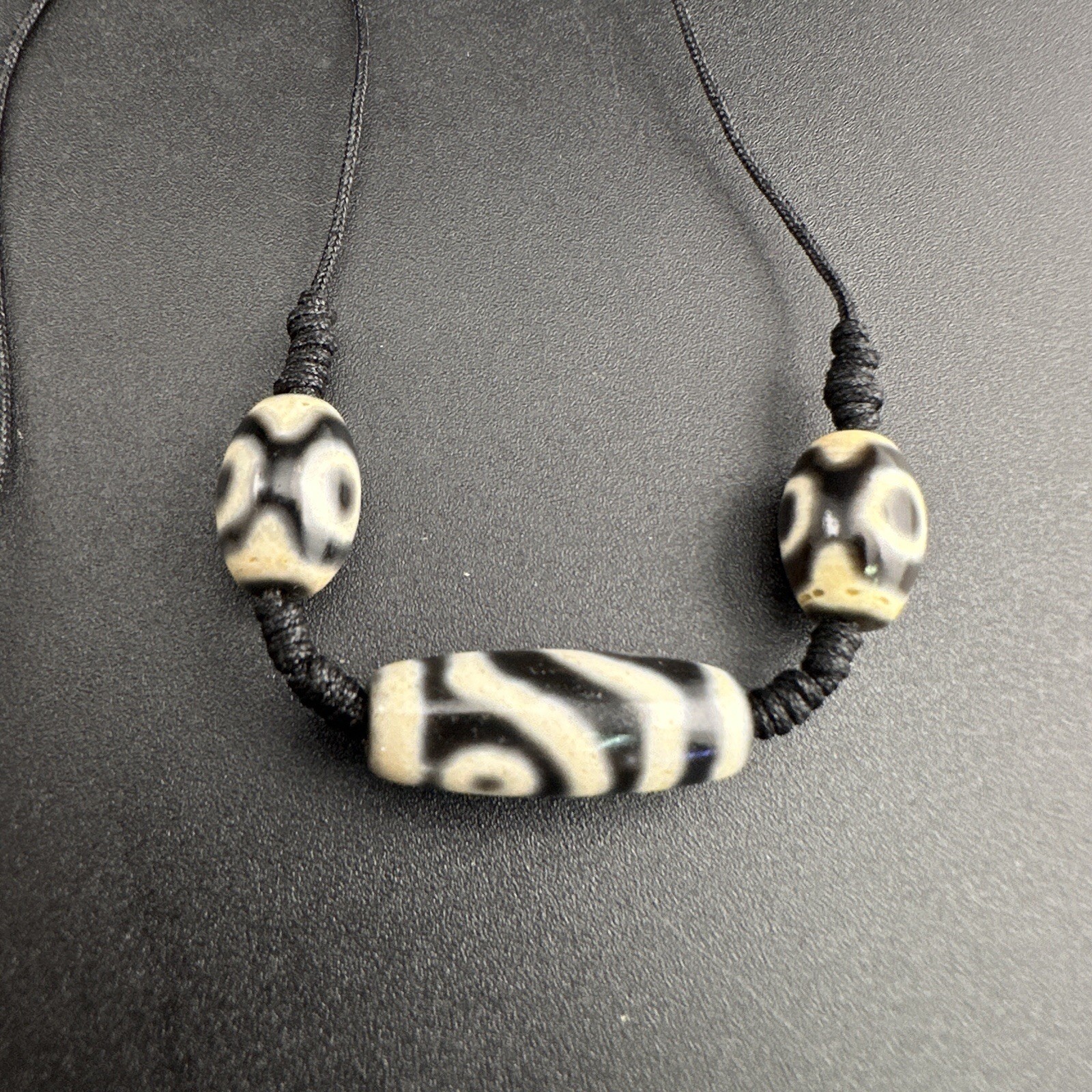 Indo Tibetan Agate 2 Eyes in Square Agate Stone Dzi Beads Amulet