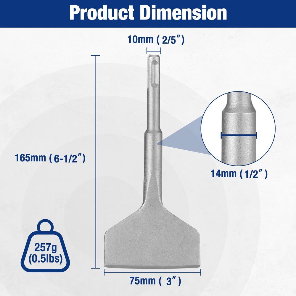 WORKPRO 3" SDS Plus Chisel Cranked Angled Bent Tile Removal Chisels for SDS-Plus